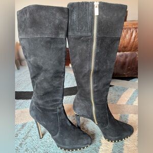 Michael Kors Black Suede Knee high Heeled Boots